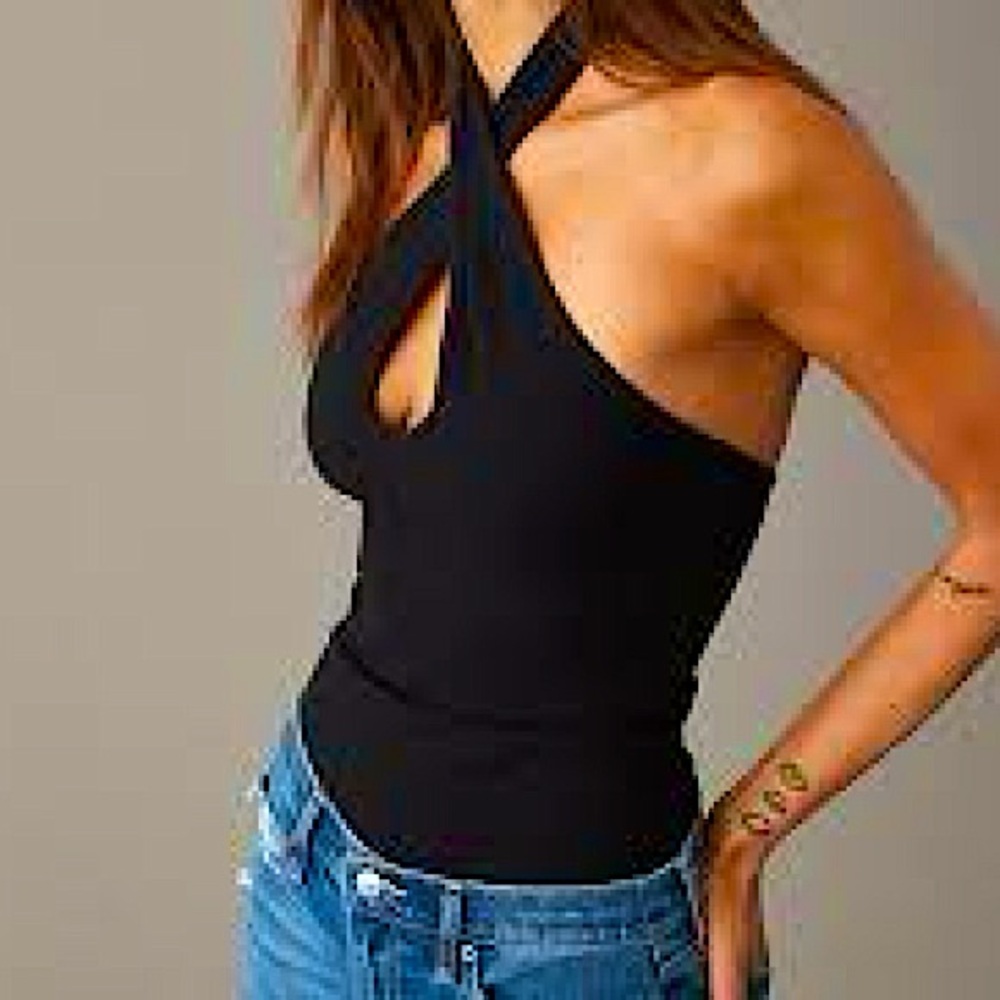 ⭐️ NWT American Eagle Black Halter Keyhole Bodysuit Size XXL